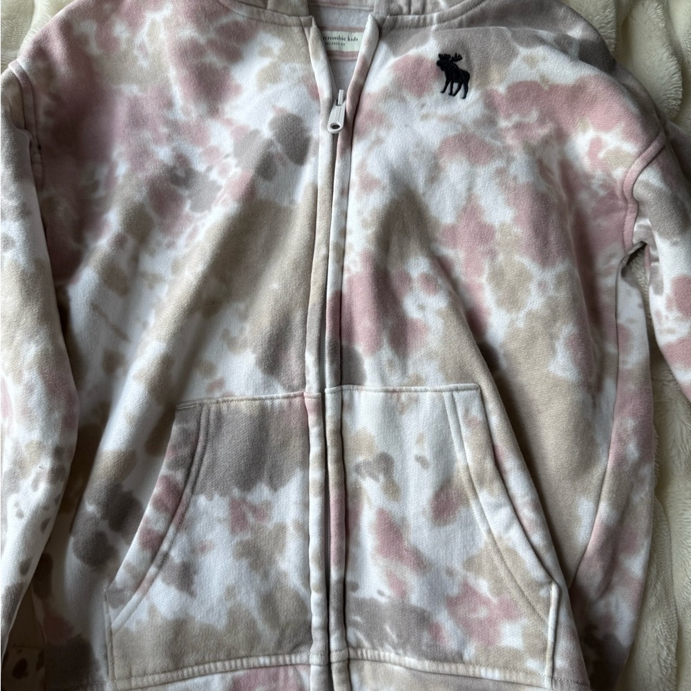 Abercrombie Kids Pink and Tan Tie-Dye Hoodie